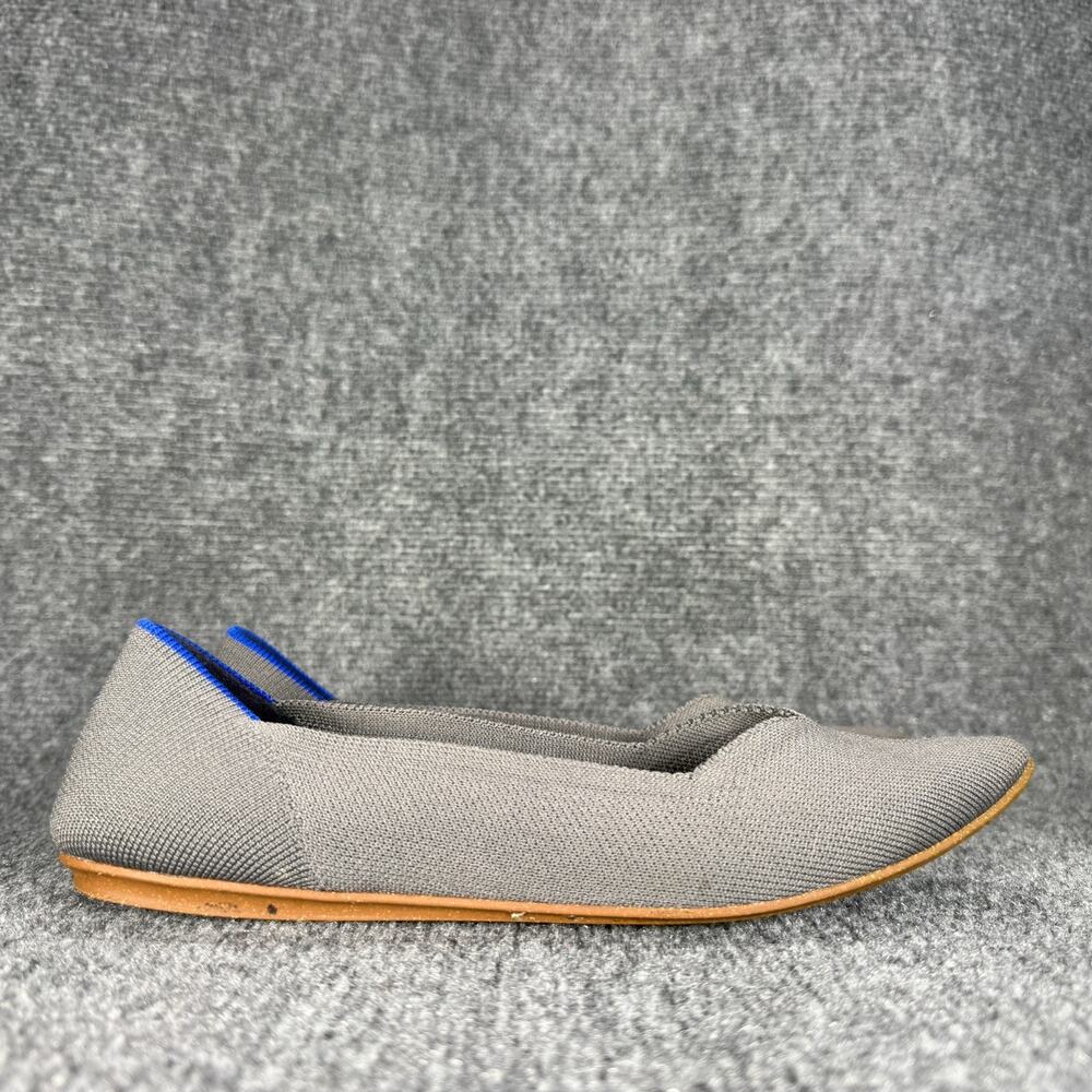 Rothys The Pointed Toe Ballet Flats Womens 7.5 Gray Knit Slip On Shoes Washable